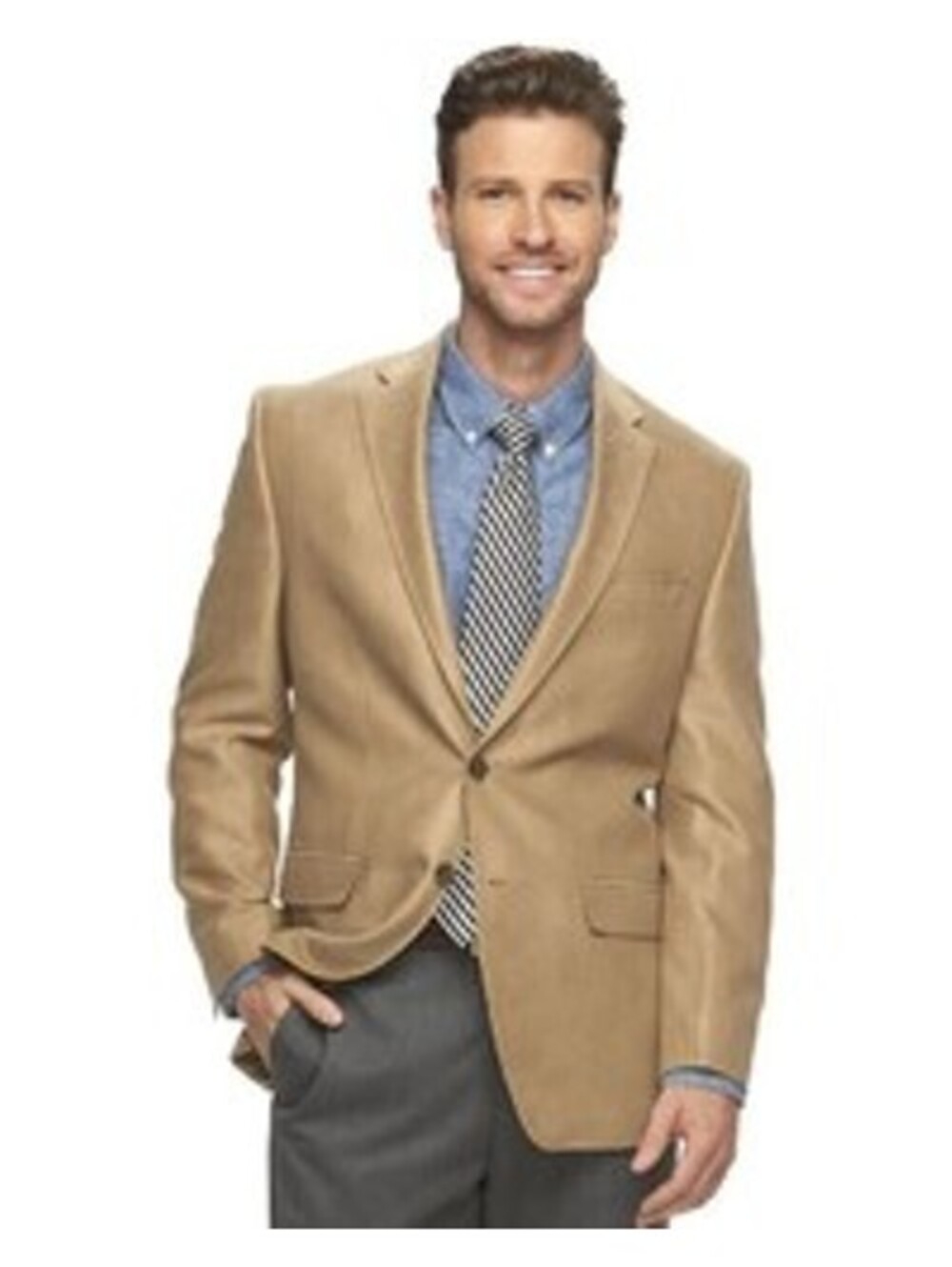 Chaps Ralph Lauren Faux Suede Leather Jacket Sport Coat Blazer Men Large 44R Tan